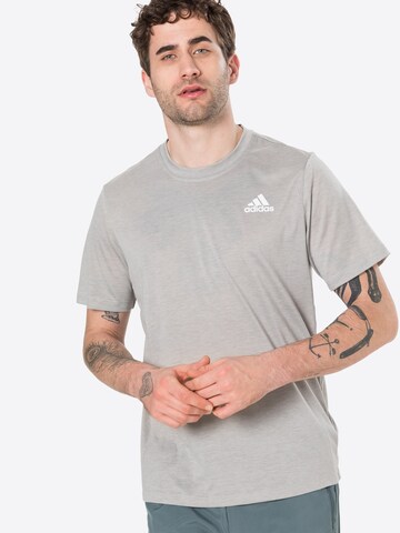 ADIDAS SPORTSWEAR Performance Shirt 'Aeroready Designed To Move Heathered' in Grey: front