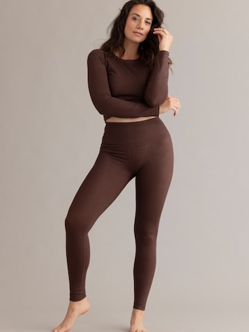 Skinny Leggings 'Always Dressed' Hey Honey en marron : devant