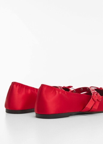 MANGO Ballet Flats with Strap in Red