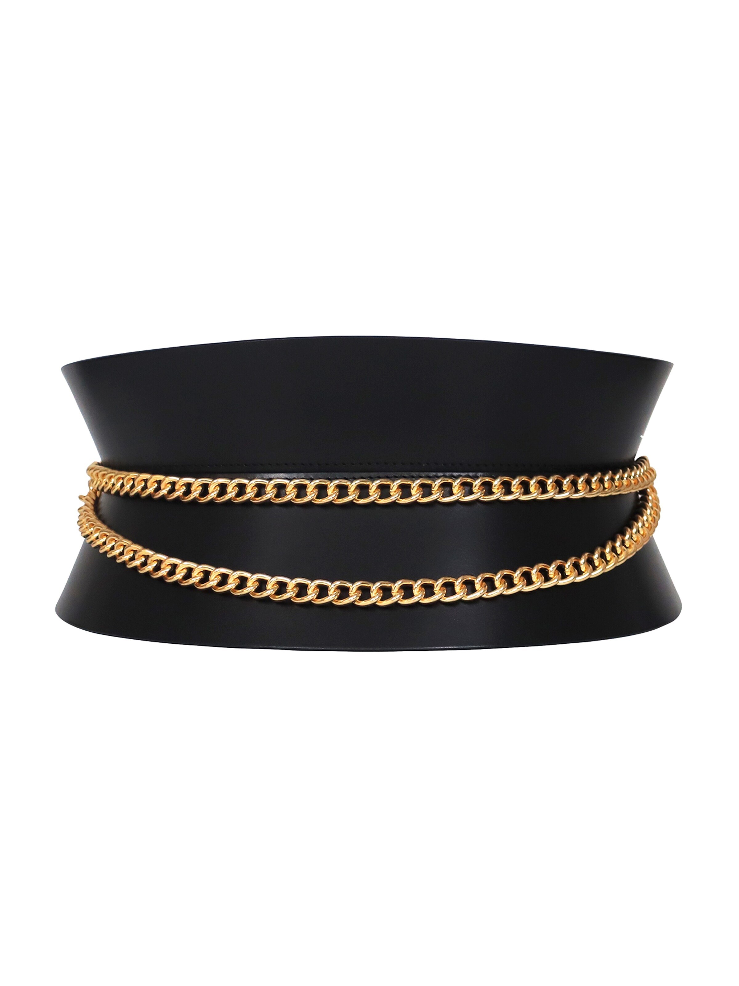 Haute Cuir Belt 'Chained Corset Belt' in Black: front