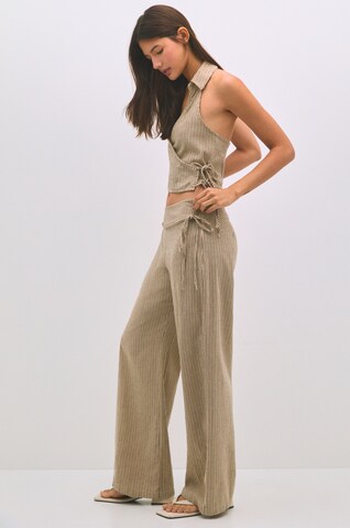 Pull&Bear Wide Leg Hose in Beige