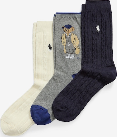 Polo Ralph Lauren Čarape 'FALL BEAR' u svijetlobež / mornarsko plava / brokat / siva melange, Pregled proizvoda