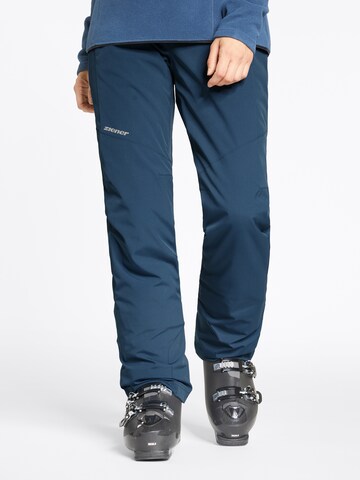 ZIENER Regular Workout Pants 'TALINA' in Blue: front