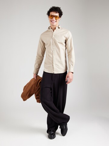 JACK & JONES Slim fit Business shirt 'JPRBLAJAxon' in Beige