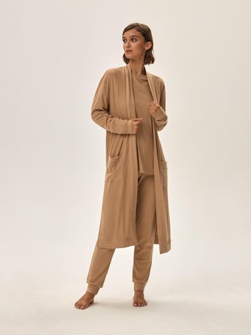 ESOTIQ - Albornoz corto 'Jersey-Hausmantel lang mit offener Front und Taschen Joyland S' en beige: frente