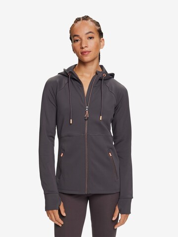 ESPRIT Athletic Zip-Up Hoodie in Grey: front