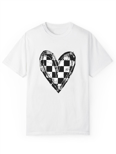GORHEY T-shirt 'Women's Summer Casual Cotton T-Shirt with  Black and white grid Print' en blanc, Vue avec produit