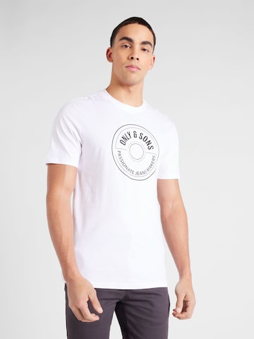 T-Shirt 'Lamer' Only & Sons en blanc : devant