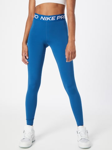 NIKE Skinny Sports trousers in Blue: front