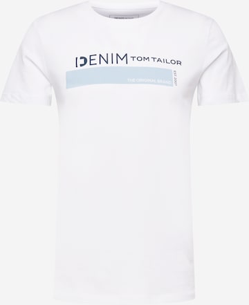 T-Shirt TOM TAILOR DENIM en blanc : devant