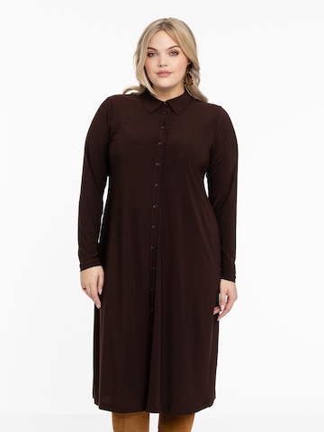 Yoek Shirt Dress 'Dolce' in Brown: front