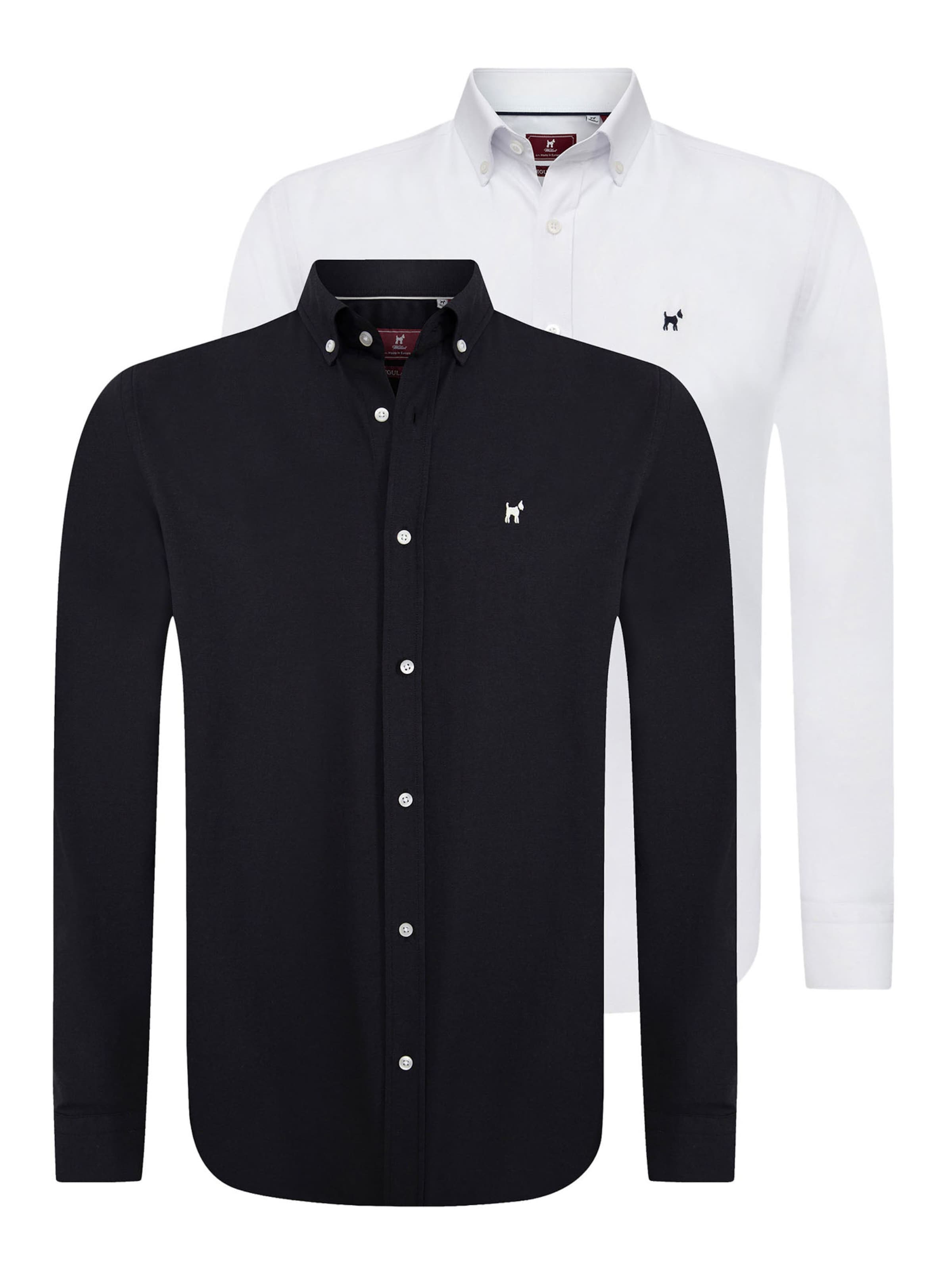 Williot - Regular Fit Camisa 'Oxford' em preto: frente