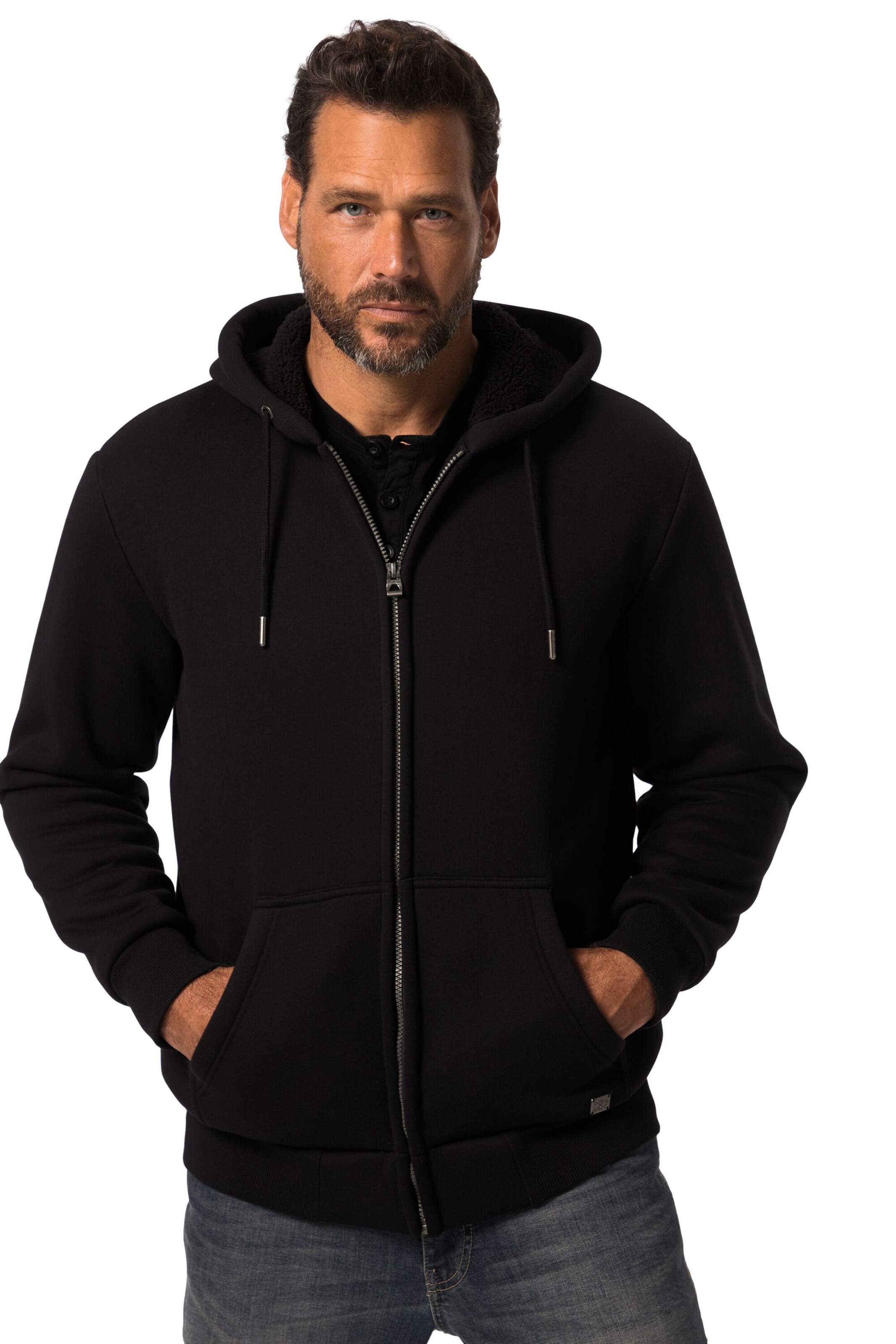 JP1880 Sweatjacke in Schwarz: Vorderseite