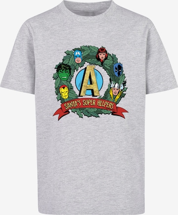 ABSOLUTE CULT Shirt 'Marvel - Santa's Super Helpers' in Grijs: voorkant