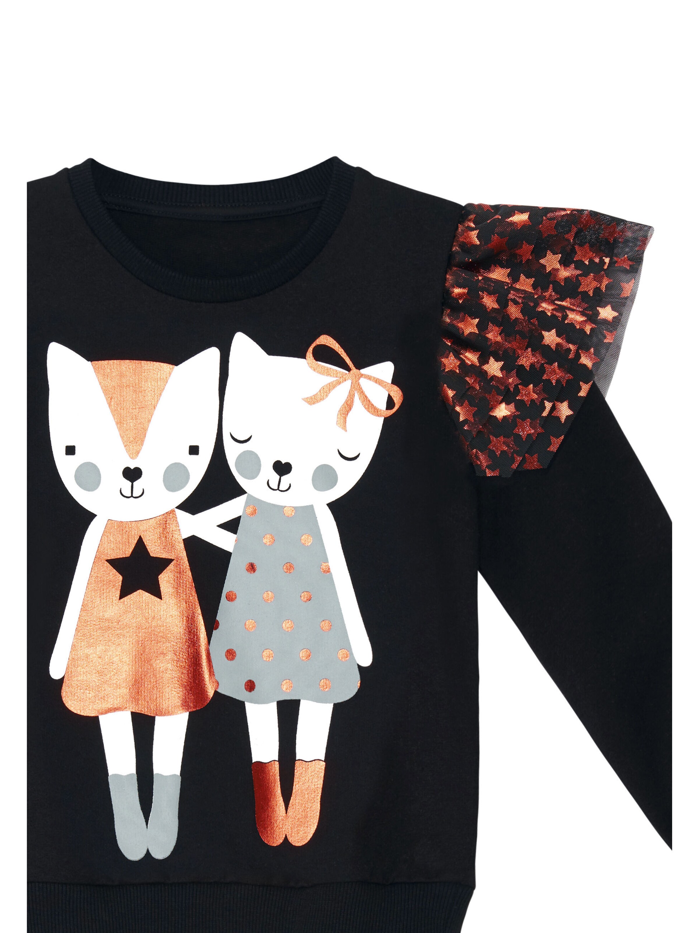 Felpa 'Buddy Cats' di Denokids in nero