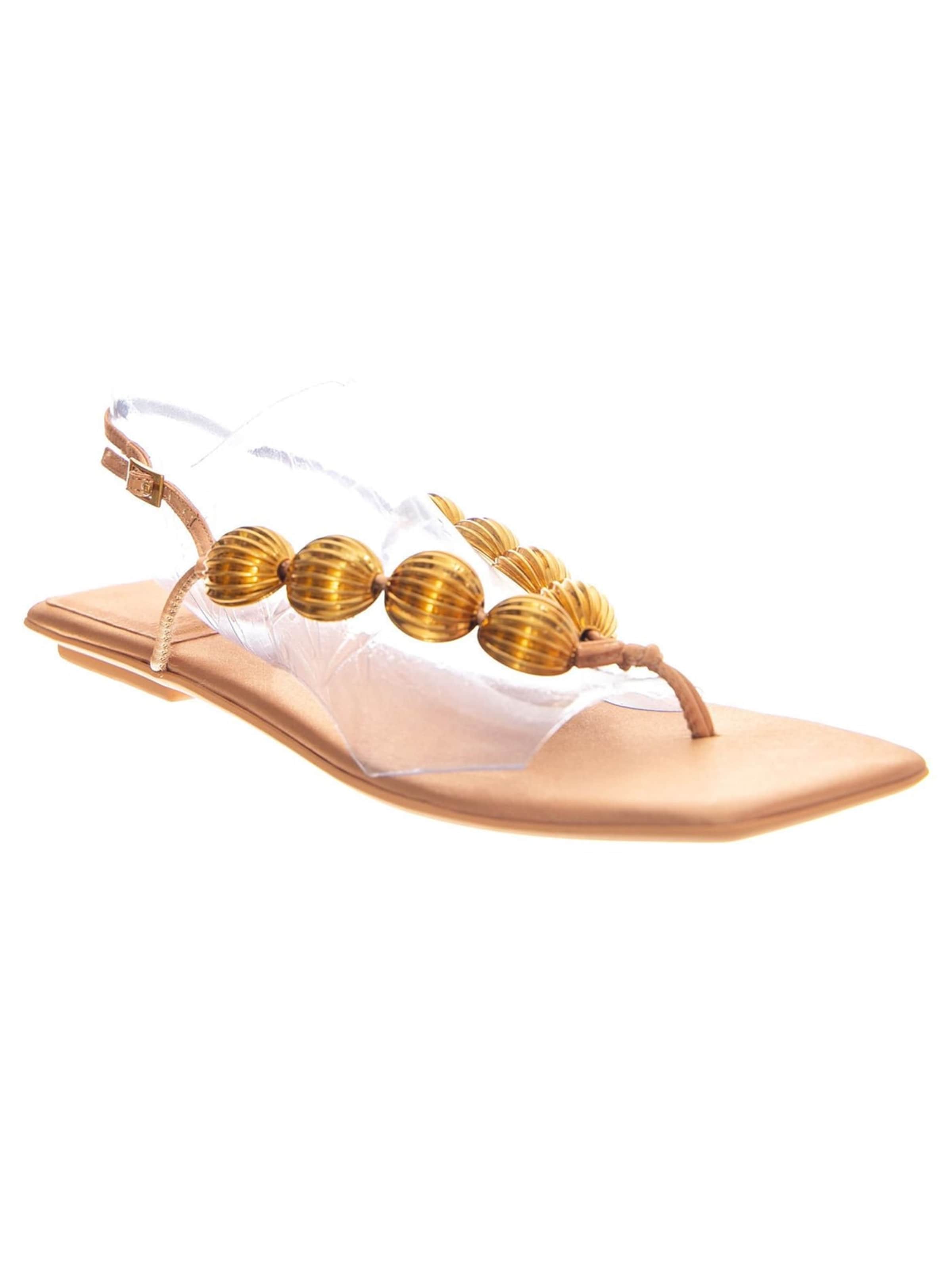 Jeffrey Campbell Sandaal 'YUCATAN BEIGE SATIN GOLD' in Beige