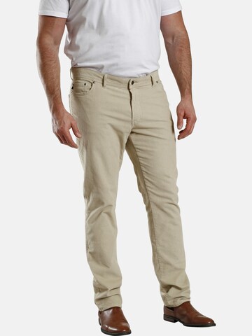 Coupe slim Pantalon 'Baron Neal' Charles Colby en beige : devant