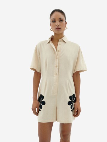 Tuta jumpsuit ' ROBERTA ' di Thinking MU in beige: frontale