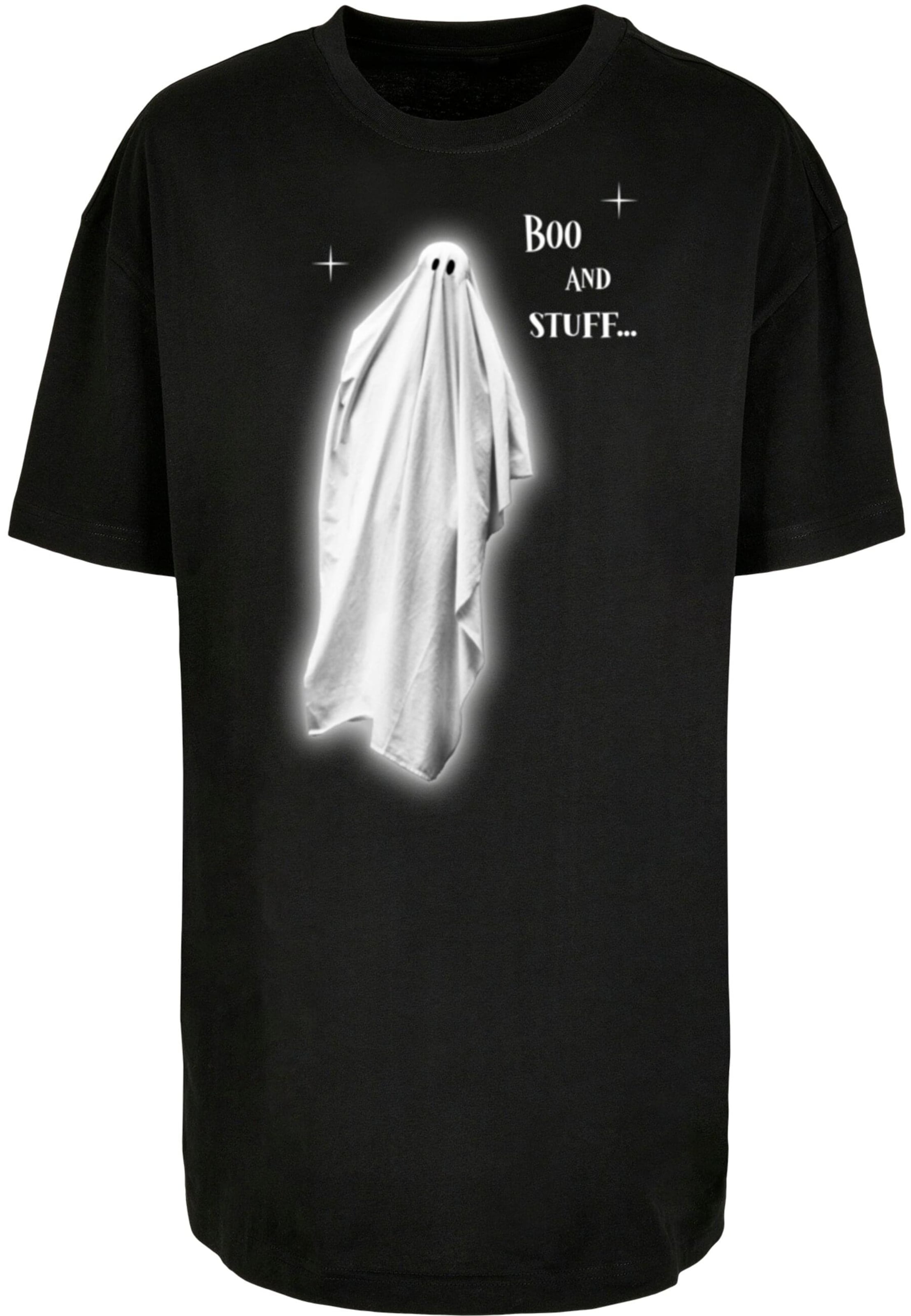 Merchcode Shirt 'Halloween - Boo And Stuff' in Zwart: voorkant
