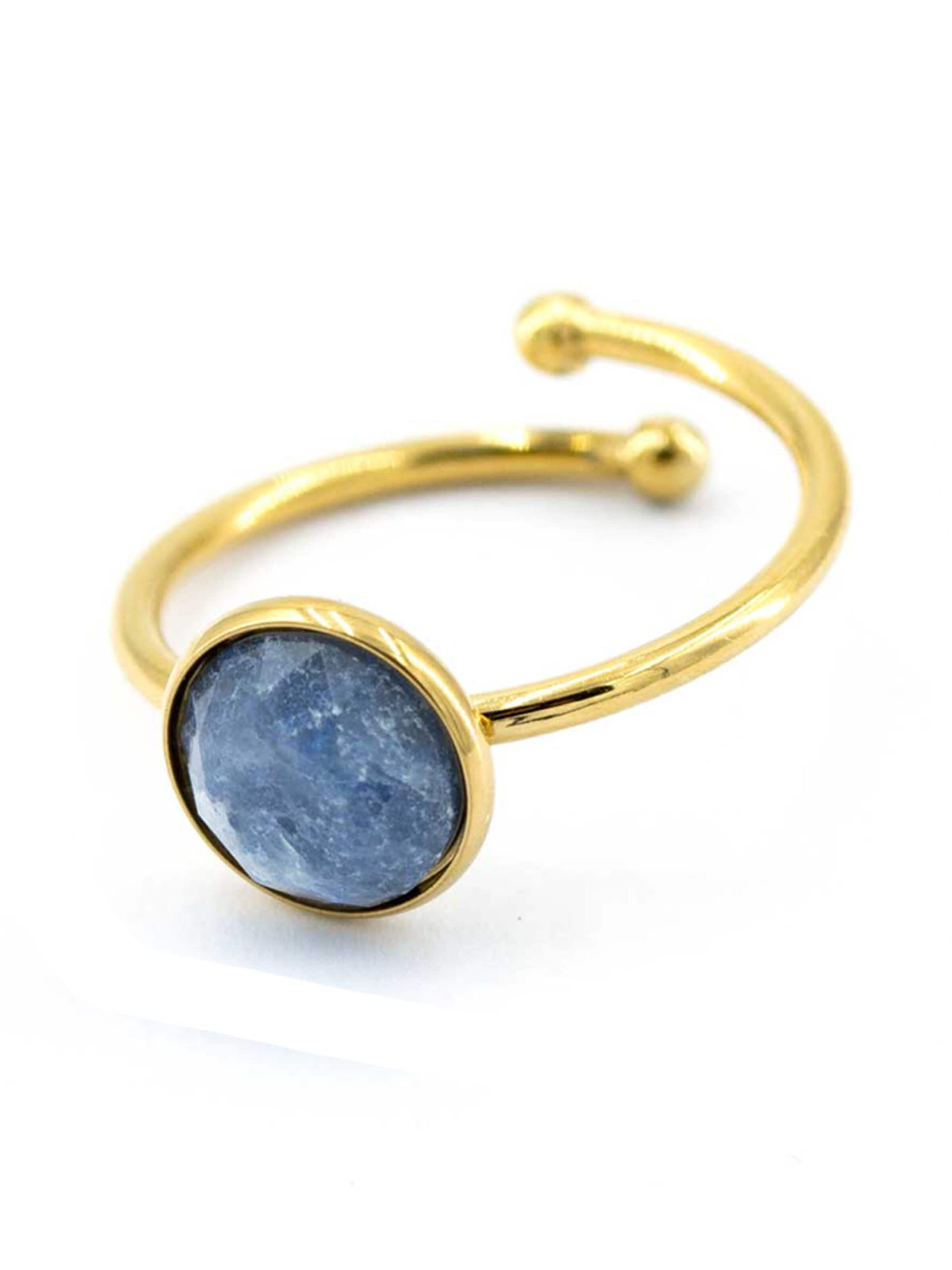 Sergio Engel Ring 'Beach Ring 01 Vergoldeter Edelstahlring mit Naturstein-Cabouchon' in Blue: front