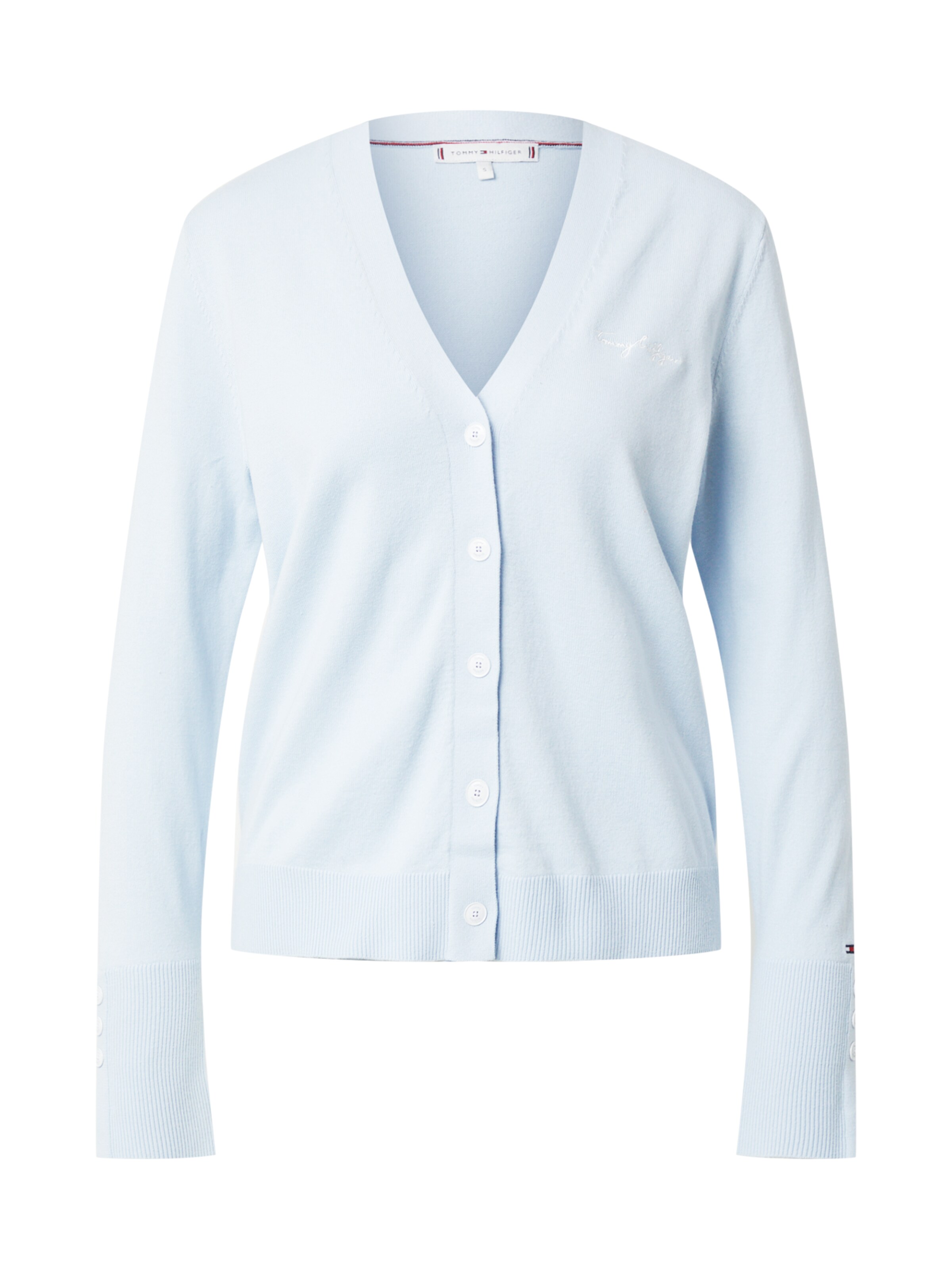 TOMMY HILFIGER Gebreid vest 'ABO LOUA' in Lichtblauw | ABOUT YOU