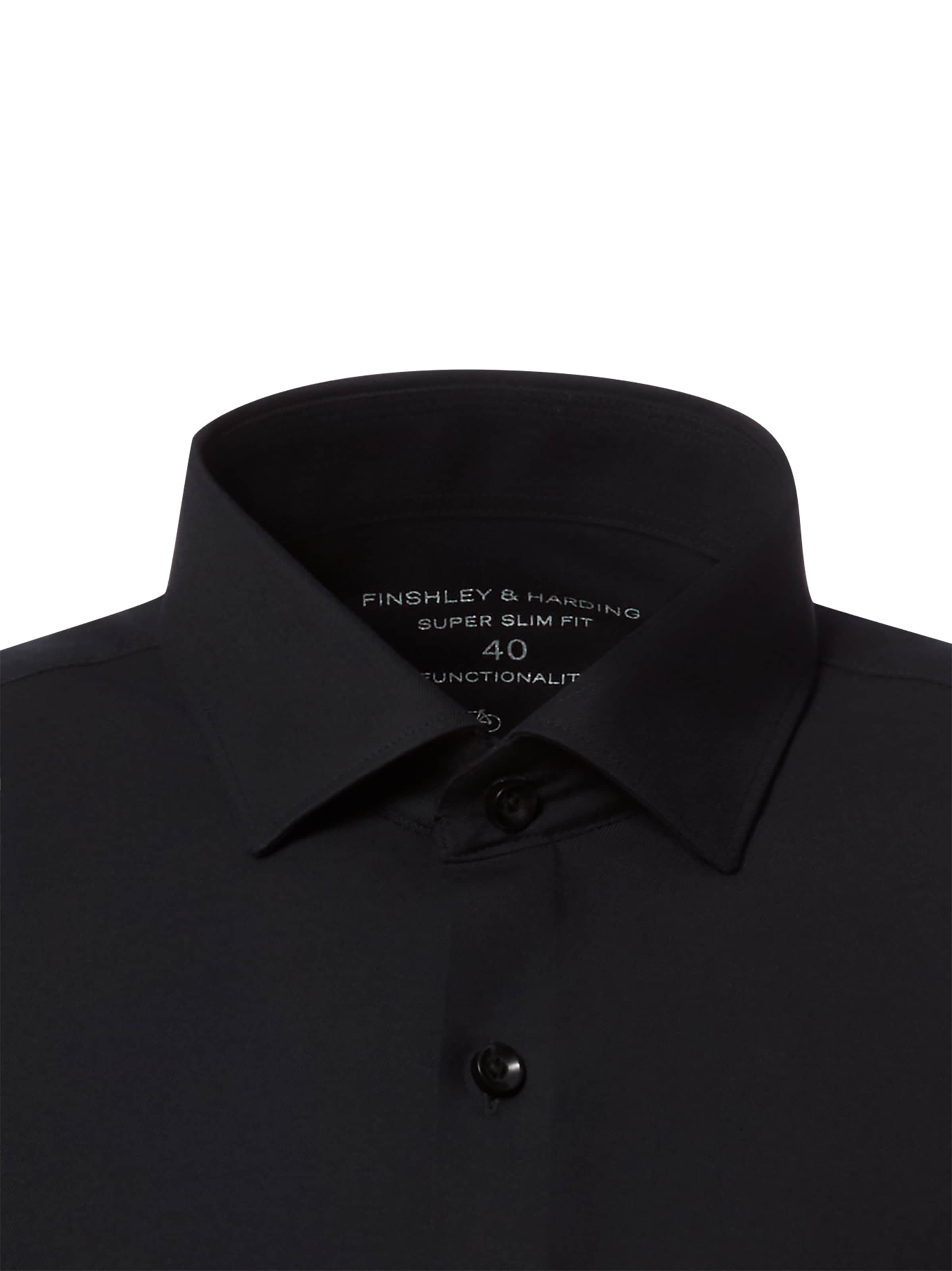 Finshley & Harding Super slim fit Zakelijk overhemd in Zwart