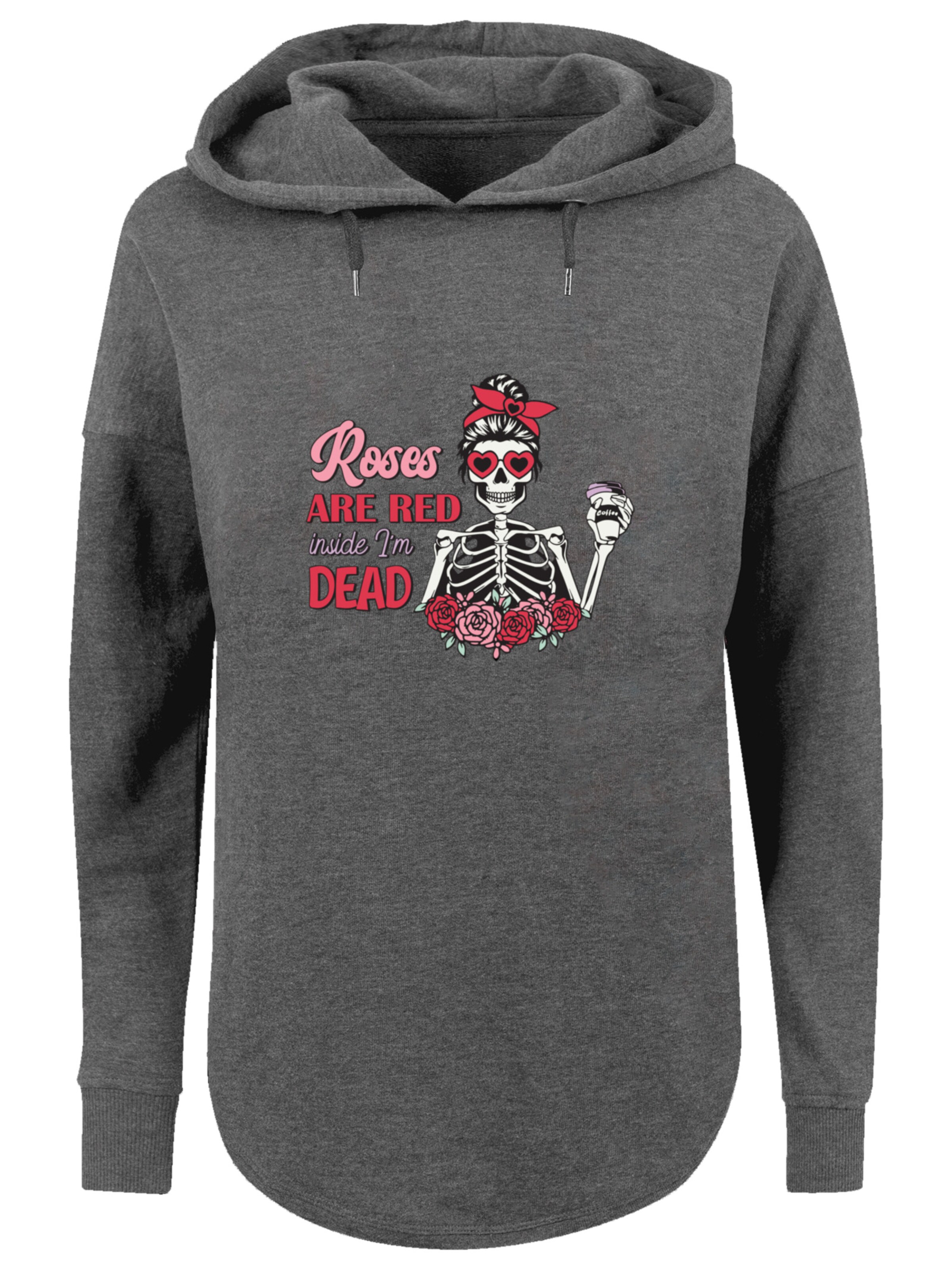 F4NT4STIC Sweatshirt 'Anti Valentinstag Roses are red' in Grijs: voorkant