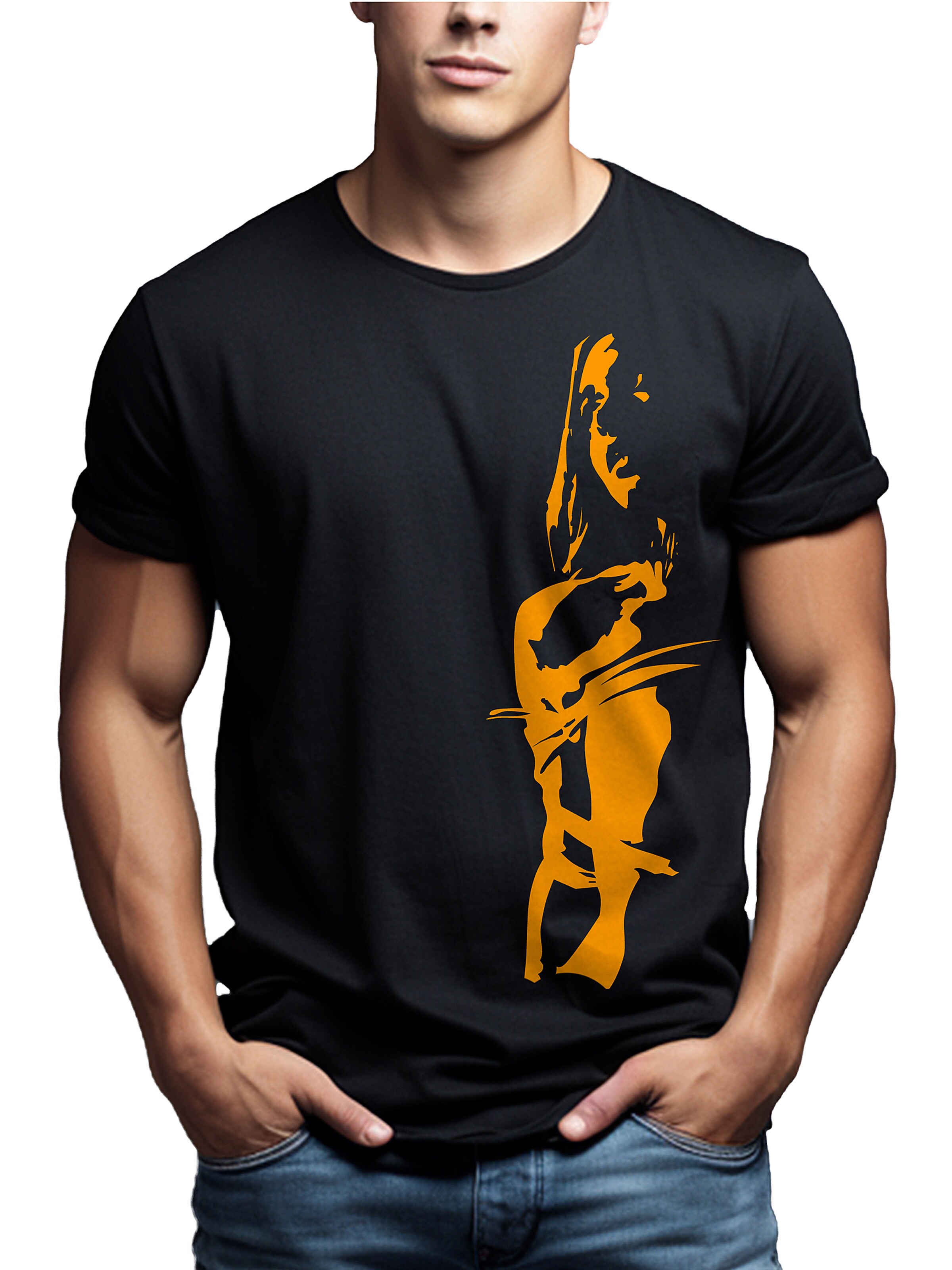 MAKAYA Shirt 'Bondage Saint orange' in Black