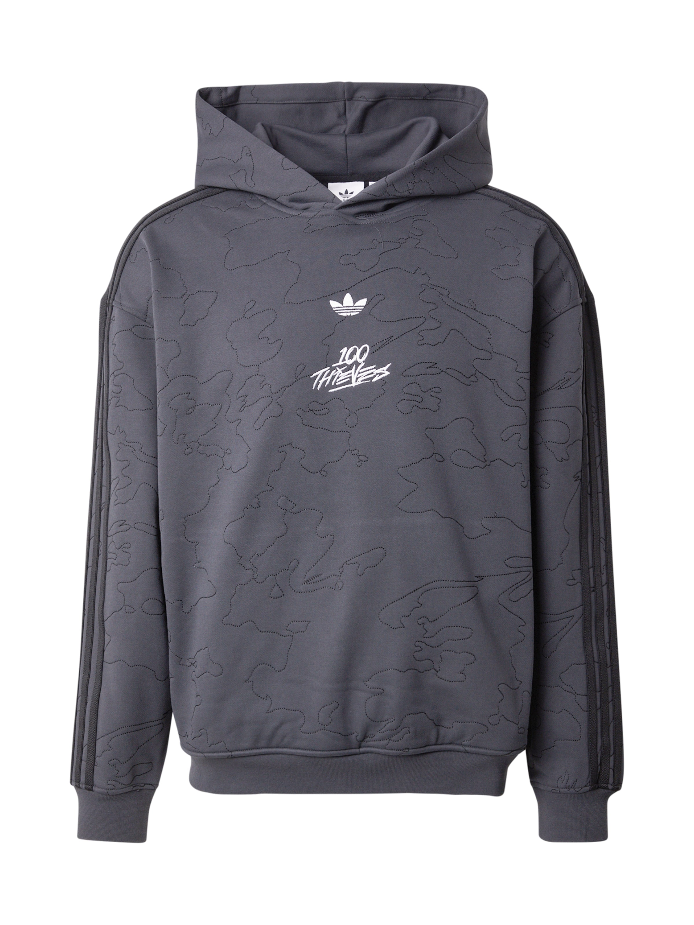 ADIDAS ORIGINALS Sweat-shirt '100 Thieves' en gris / gris foncé / blanc, Vue avec produit