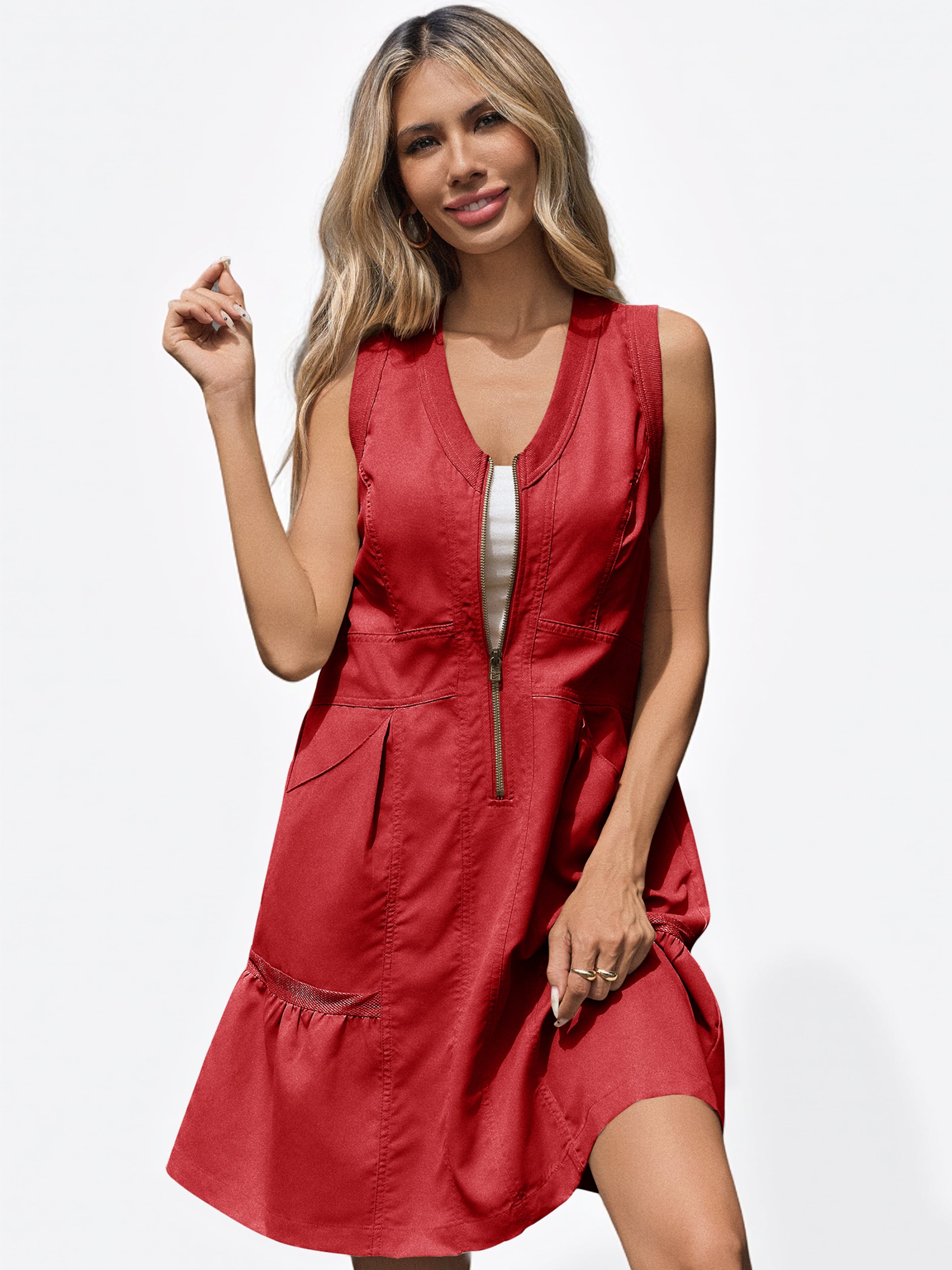 Rochie de la Imily Bela pe roșu: față