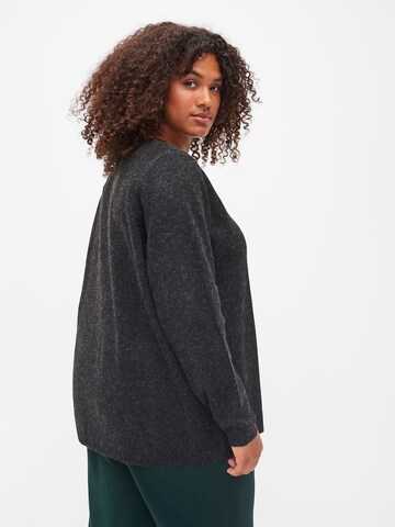 Zizzi Strickjacke 'CASUNNY' in Grau