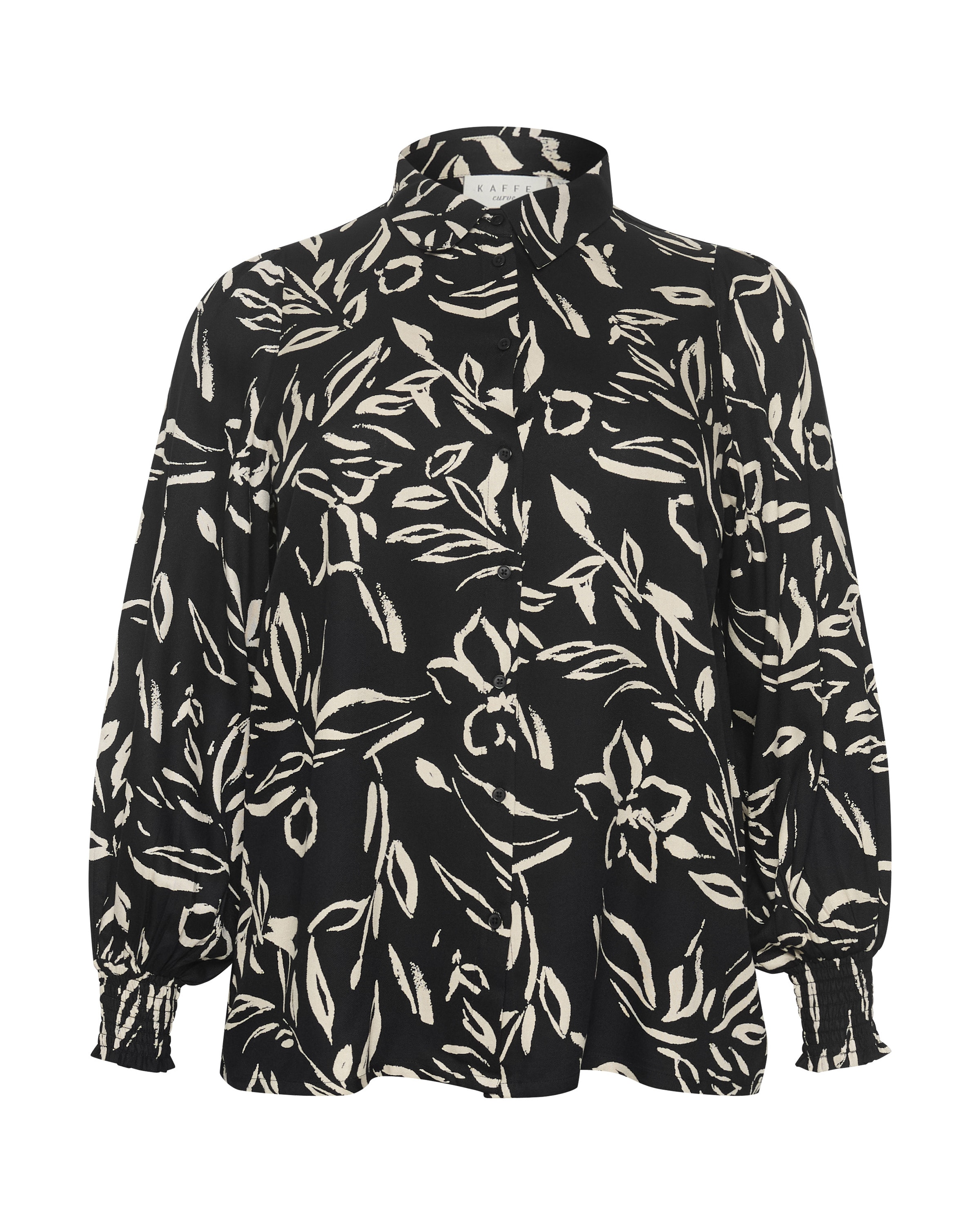 KAFFE CURVE Pluus 'KC Flora', värv must: eest vaates