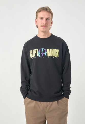 Cleptomanicx Sweatshirt 'Classic Crewneck Gathering' in Schwarz: Vorderseite