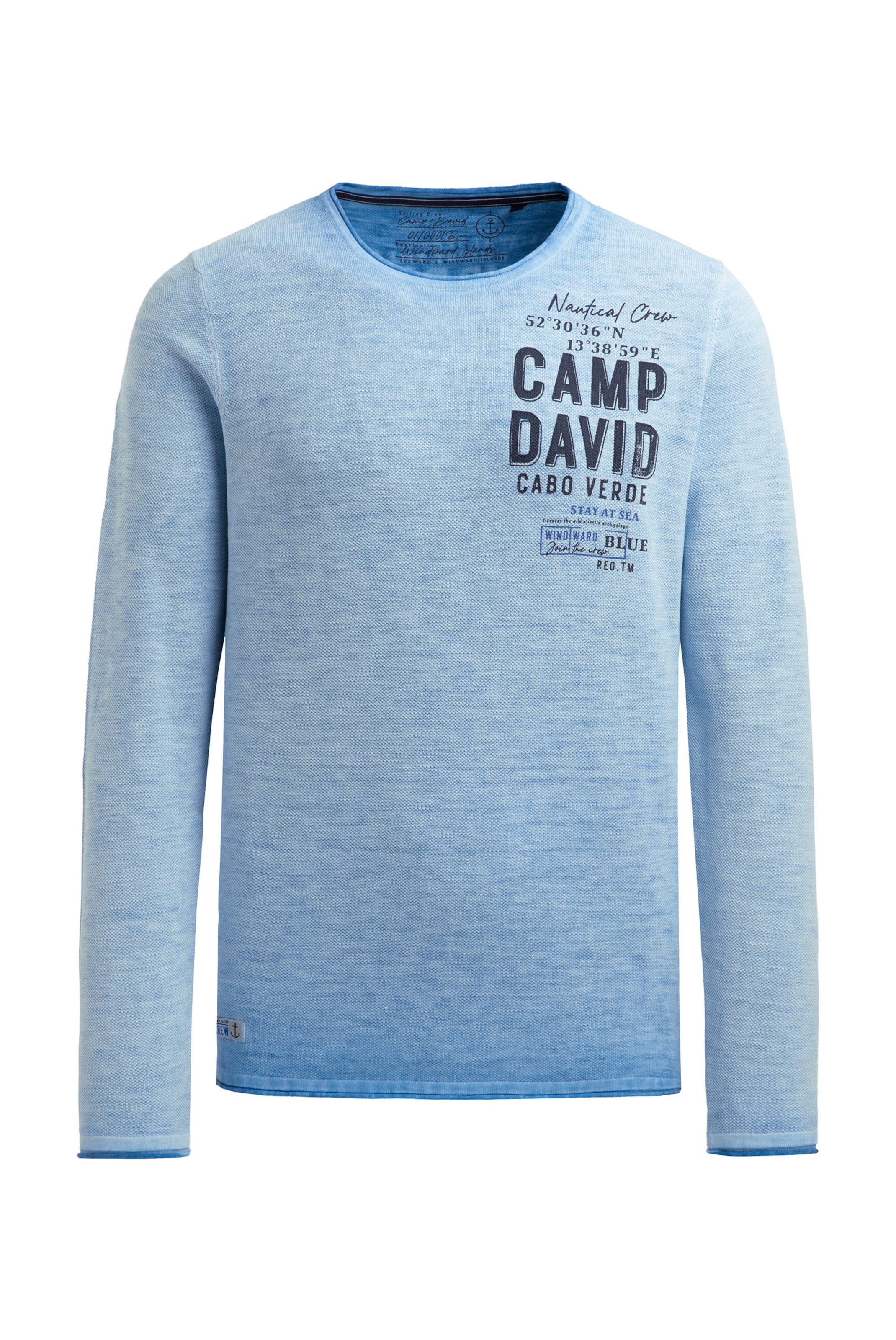 CAMP DAVID Pullover Inside Oil Dyed mit Logo Print in Blau: Vorderseite