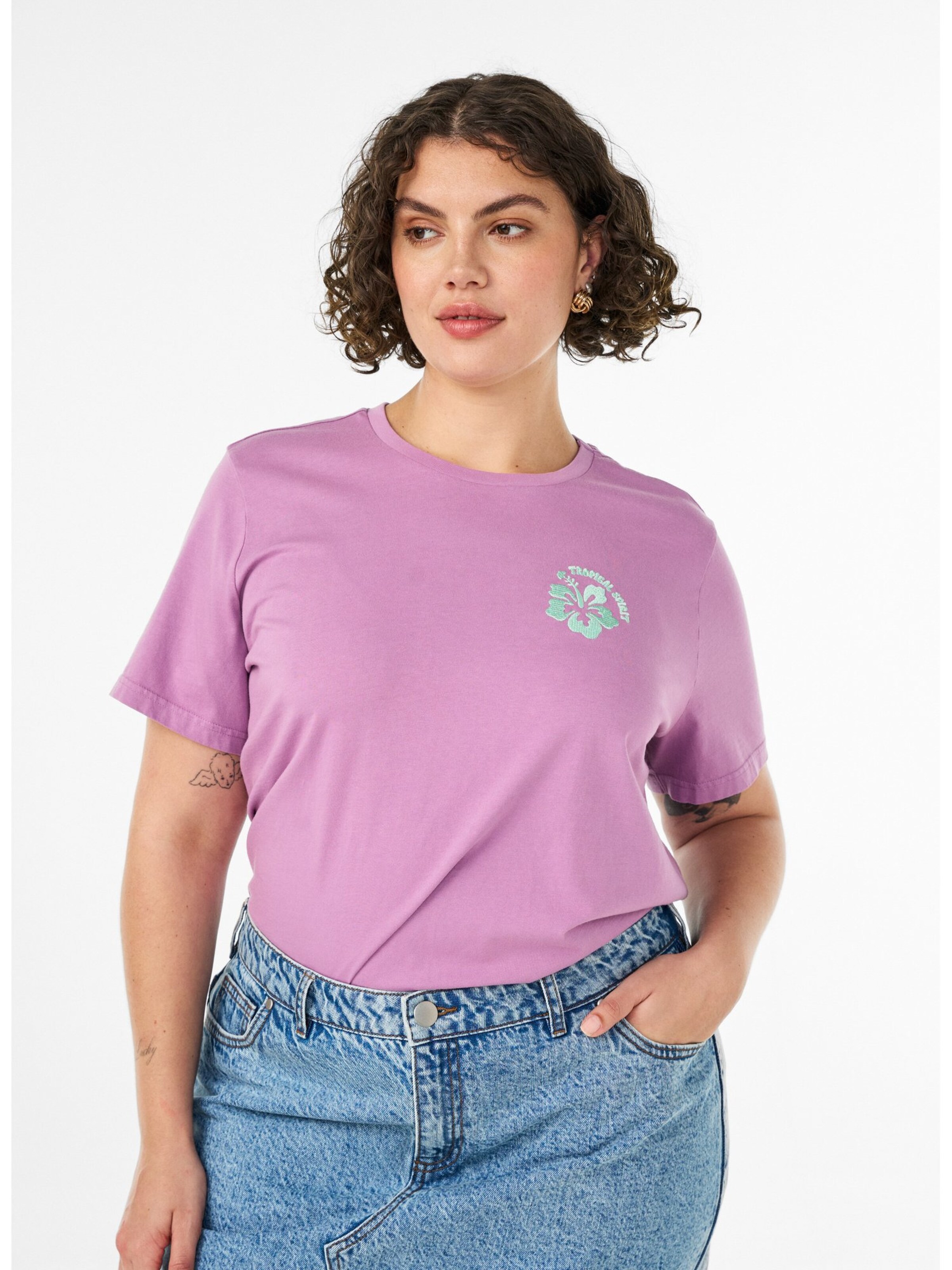 Zizzi Shirts 'EWINNA' i lilla: forside