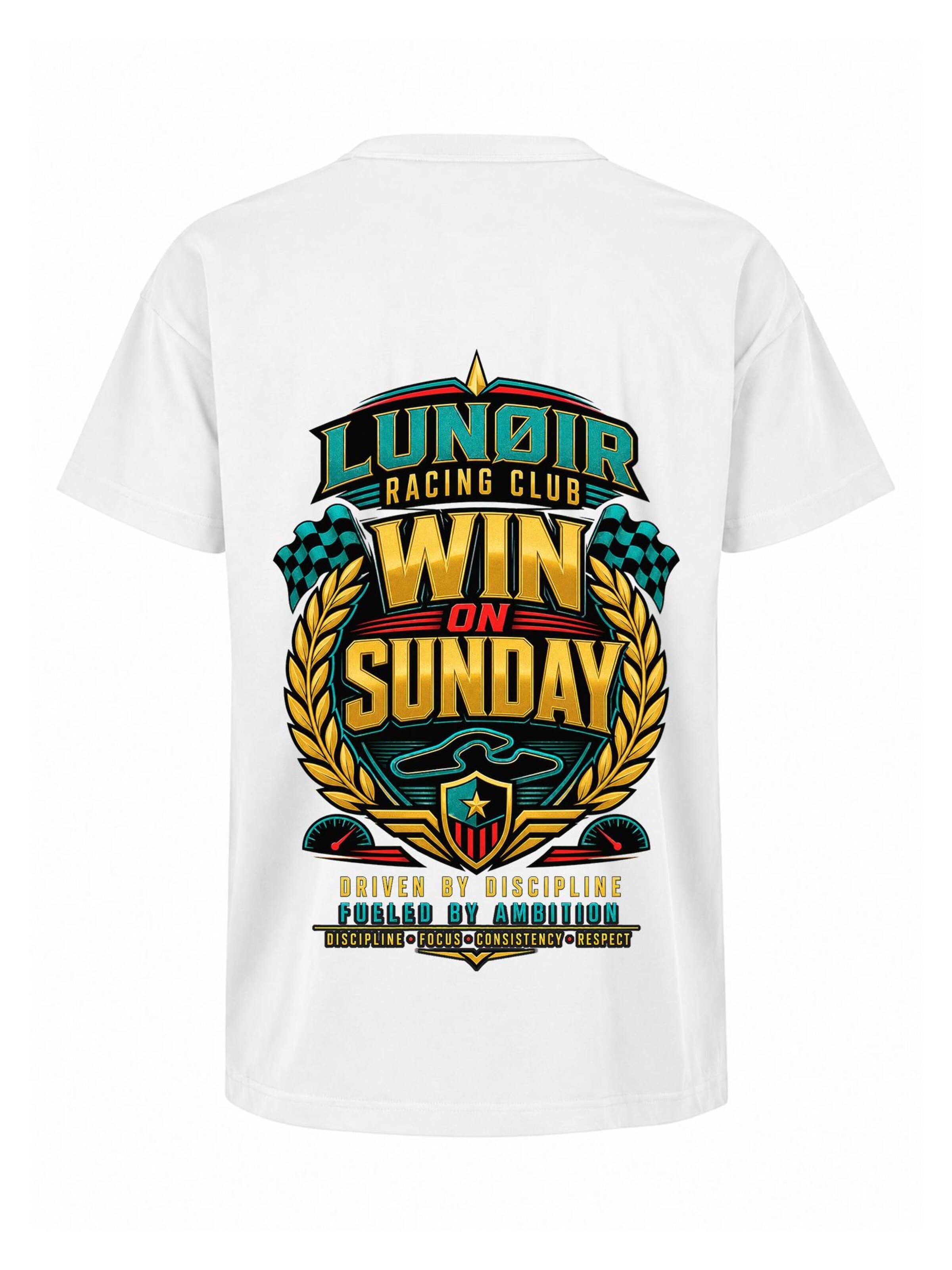 LUNØIR Studio Shirt 'Win on Sunday'‌‌‌‌‌‌‌‌ in Weiß: Vorderseite
