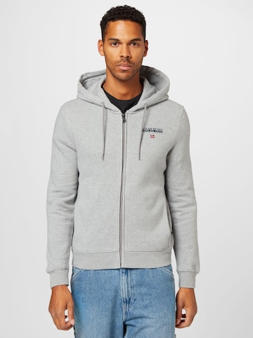 NAPAPIJRI Zip-Up Hoodie 'B-AYAS' in Grey: front