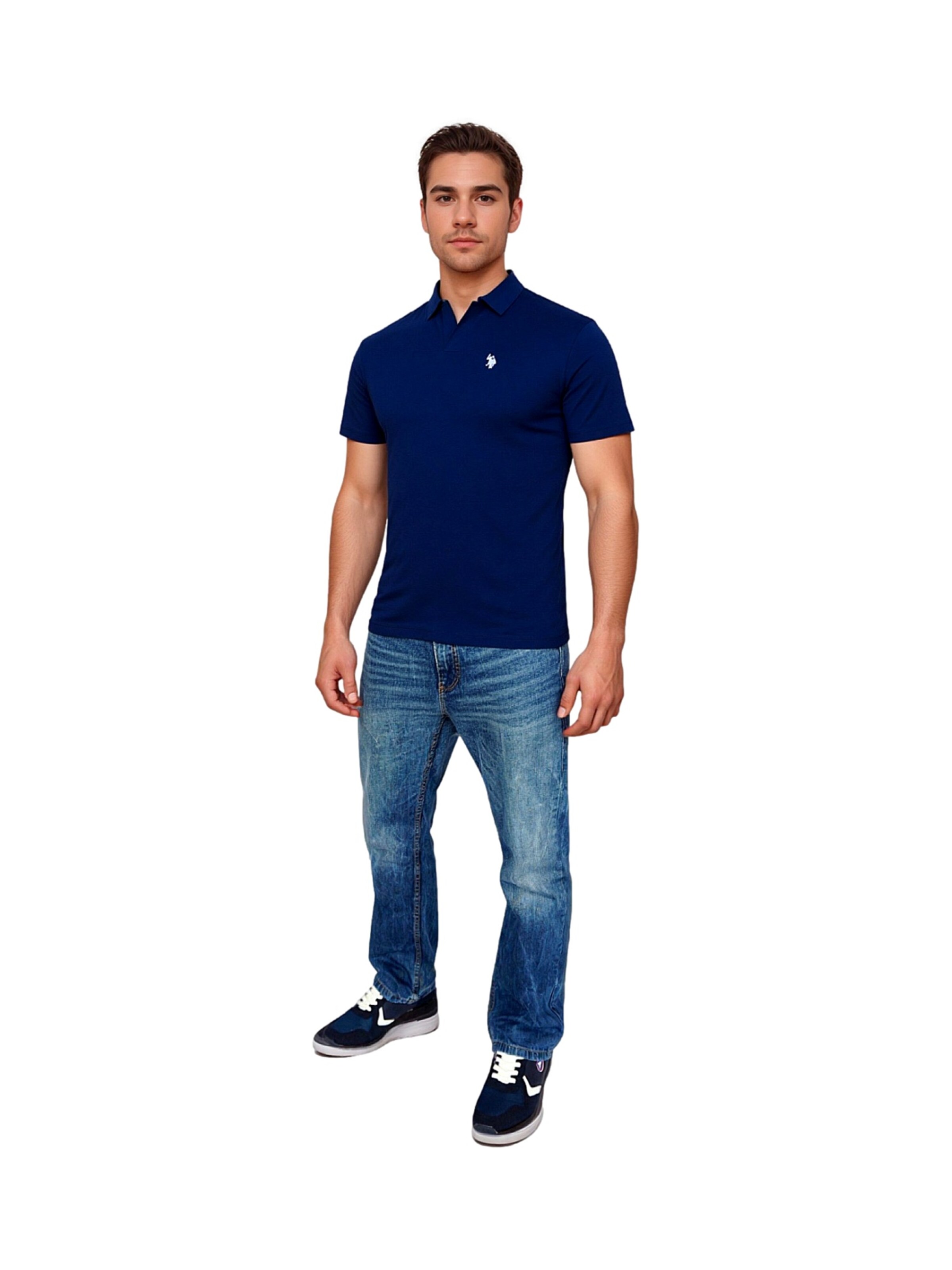 U.S. POLO ASSN. Shirt 'Knopflos' in Blauw