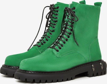 CESARE GASPARI Lace-Up Ankle Boots in Green