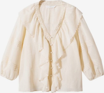 MANGO Blouse 'Bouton' in Beige: front