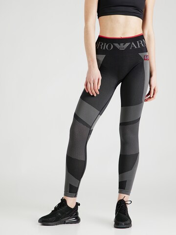 Skinny Pantalon de sport EA7 Emporio Armani en noir : devant