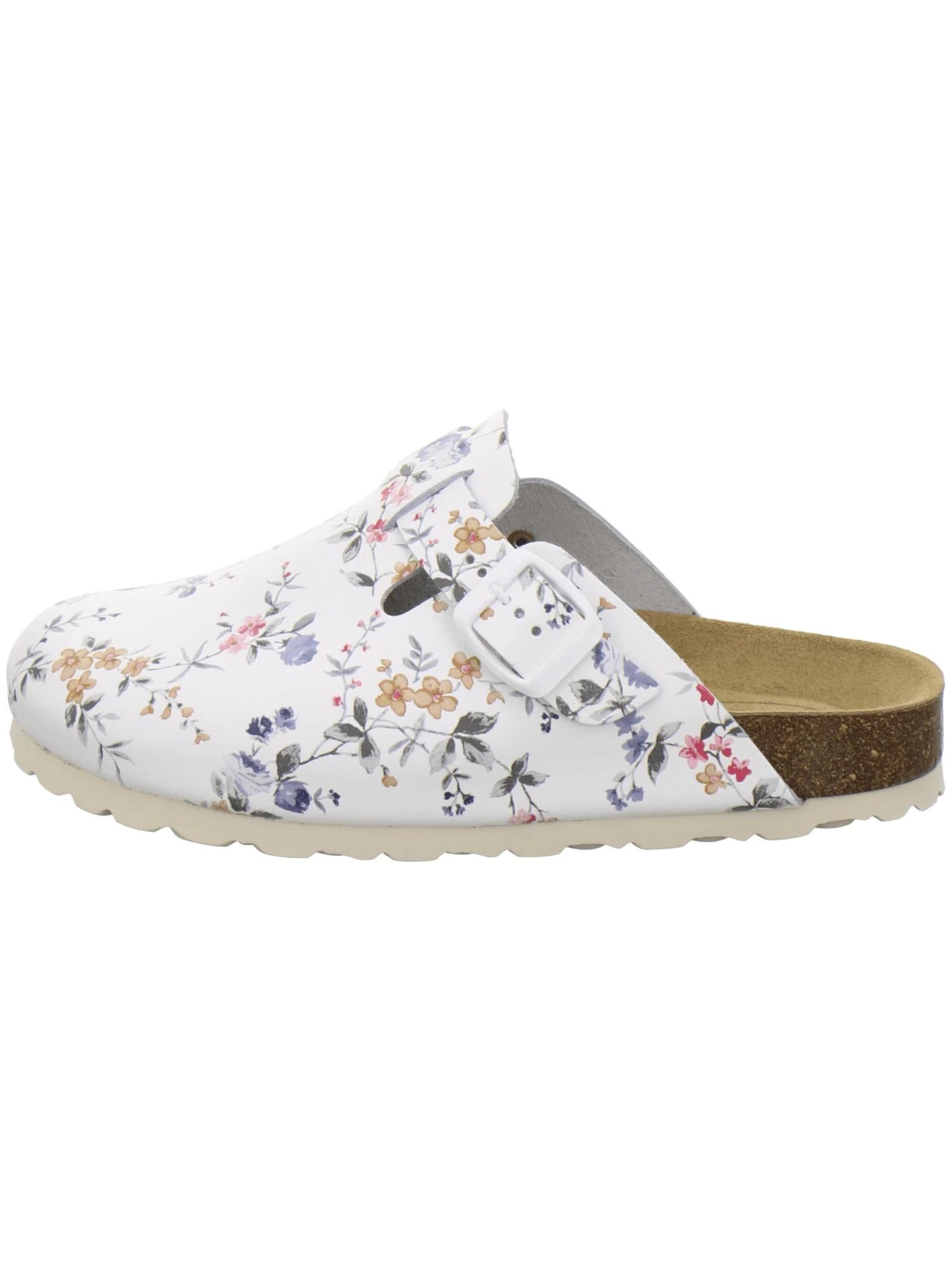 AFS-Schuhe Clogs 'Clogs Damen Leder weiß-flower'‌‌‌‌‌‌‌ in Weiß