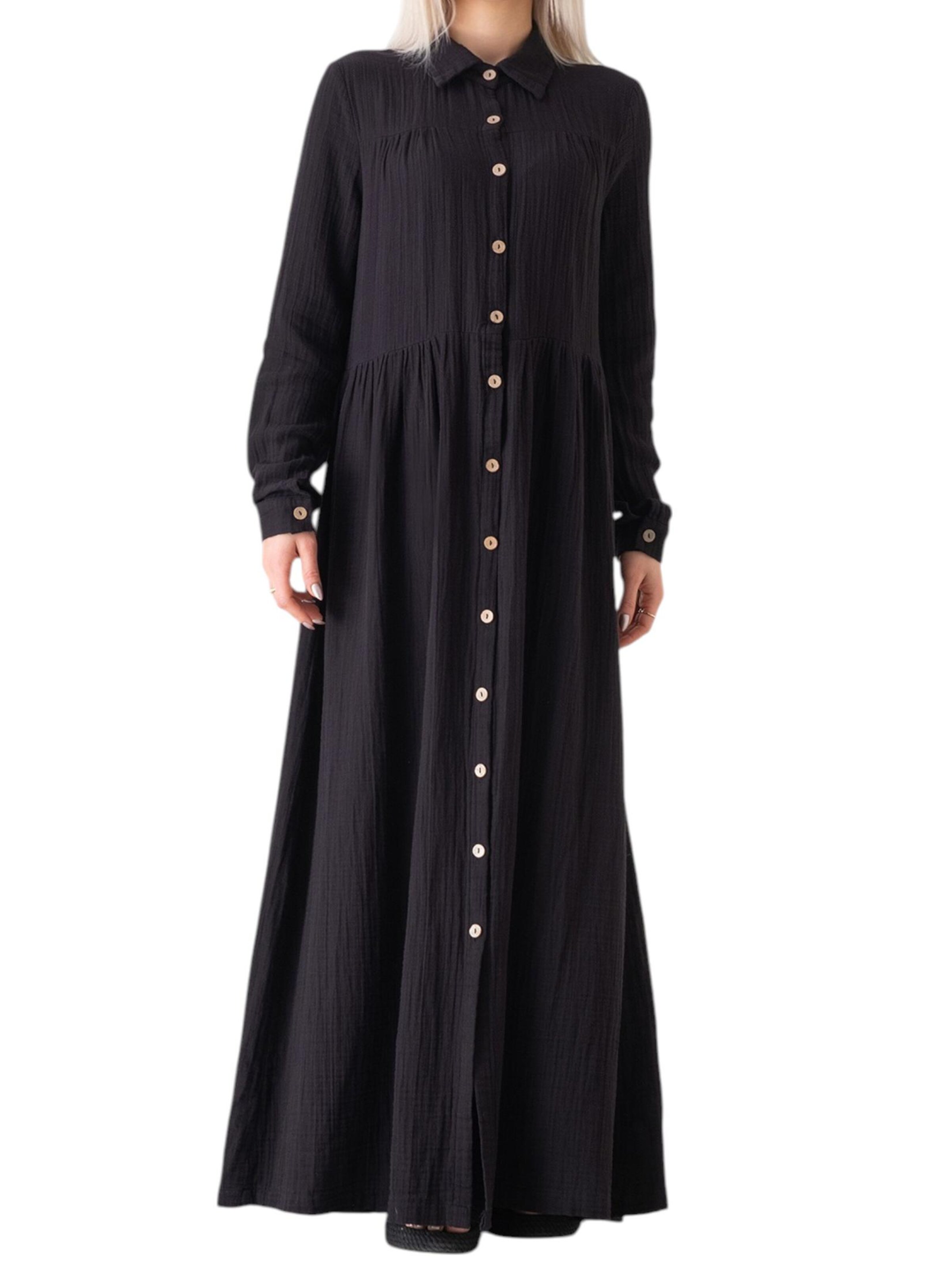 WENOR - Vestido camisero 'SABRA' en negro