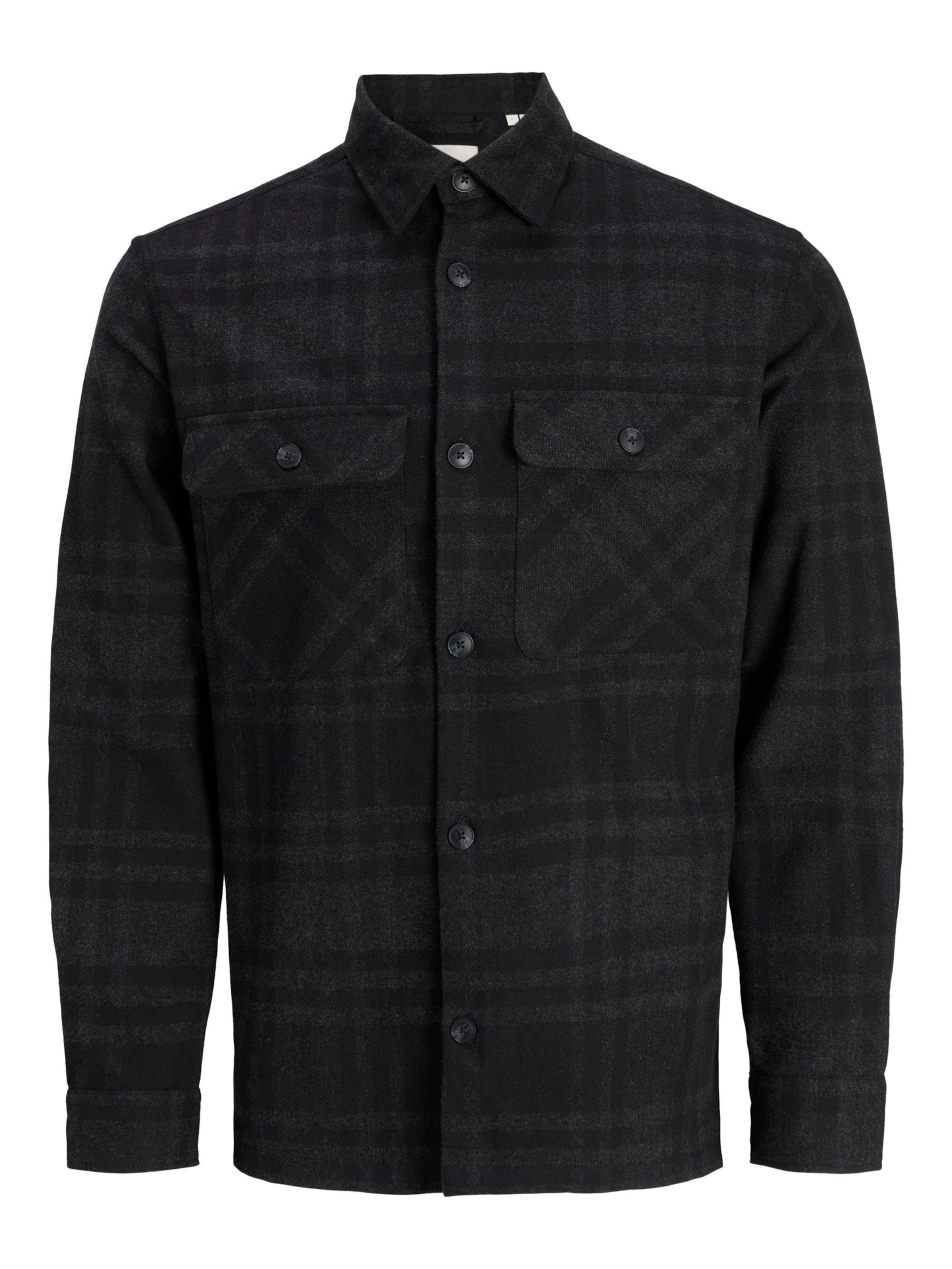 Jack & Jones Premium Button Up Shirt in Black: front