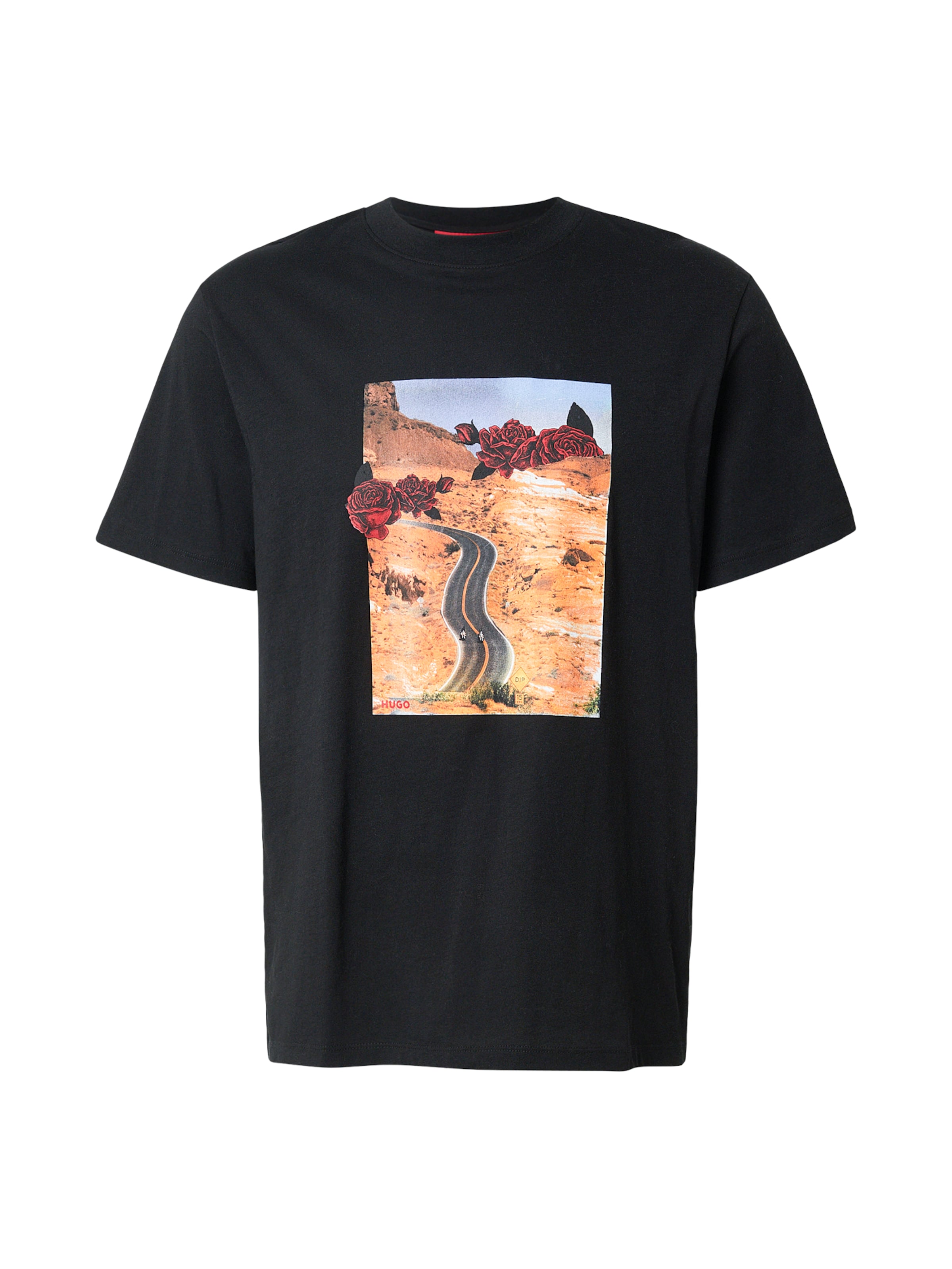 HUGO Тениска 'Dikerd' в черно: отпред