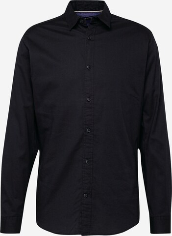 JACK & JONES Button Up Shirt 'GINGHAM' in Black: front