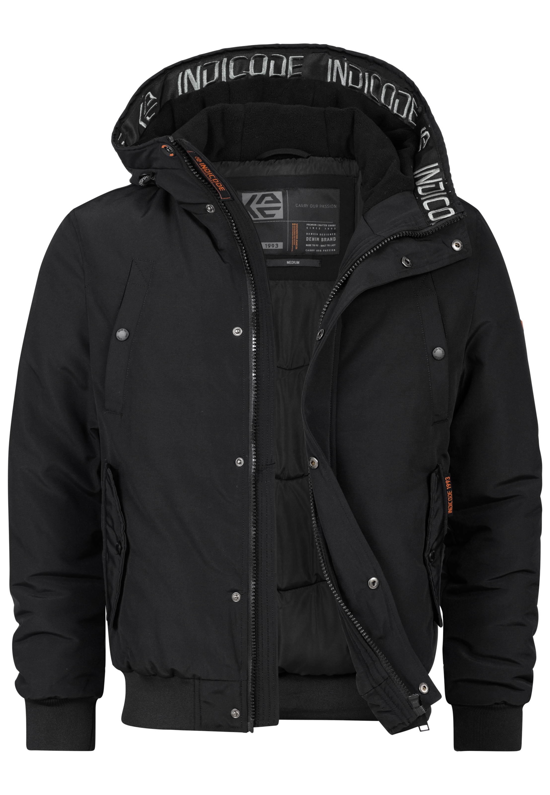INDICODE JEANS Winter jacket 'Albanos ' in Black: front