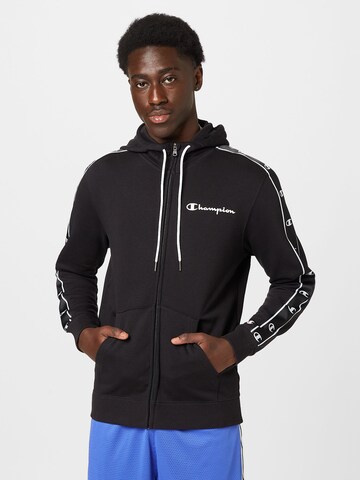 Champion Authentic Athletic Apparel Zip-Up Hoodie in Black: front