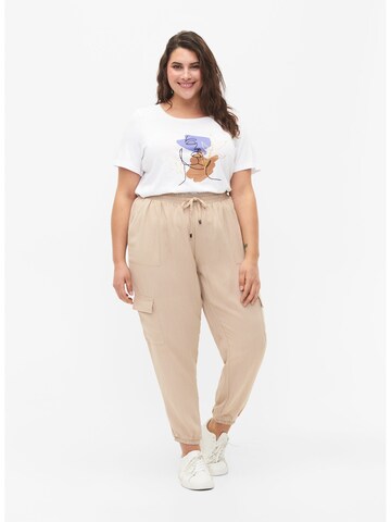 Effilé Pantalon cargo 'MACY' Zizzi en beige