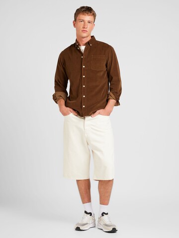 Casual Friday Regular fit Button Up Shirt 'Anton' in Brown